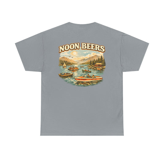 Noon Beers Lake Boat Scene T-Shirt